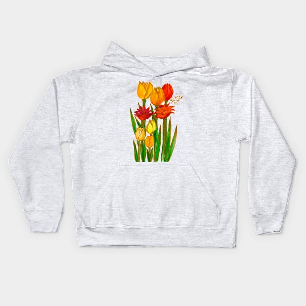 Tulips Kids Hoodie by Pragonette